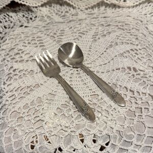 Vintage Queen Bess ll Silver-plated Children’s Fork and Spoon Set
